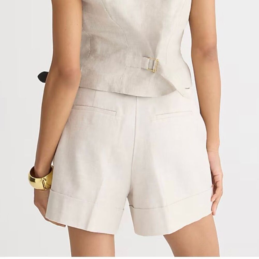 NEW J. Crew Remi‎ short in stretch linen blend Size 24 oatmeal neutral - Picture 2 of 9